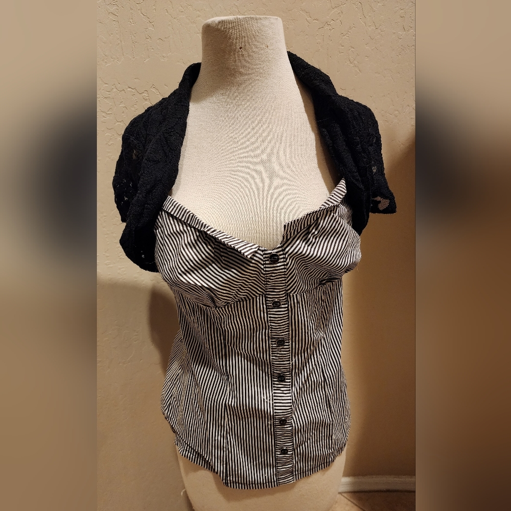 Heart Soul corset style cotton lace Top L